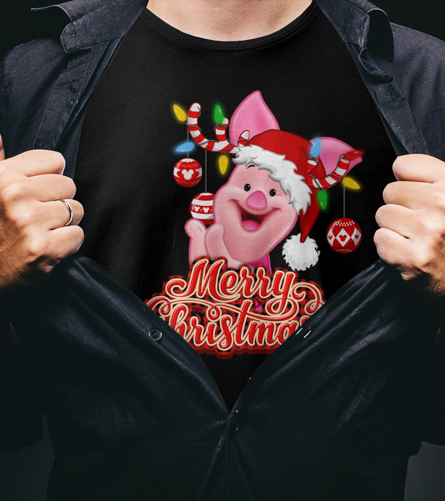 Piglet Merry Christmas Disney Holiday Magic T-Shirt