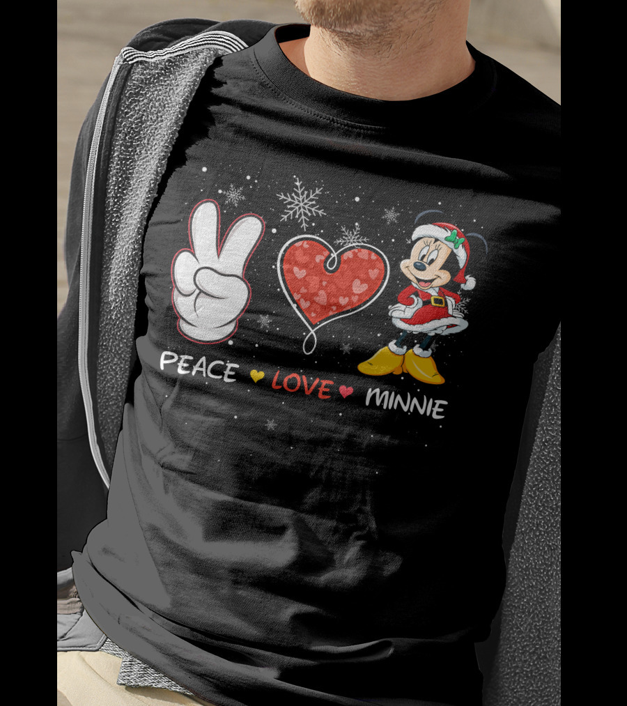 Peace Love Minnie Christmas Holiday Theme T-Shirt