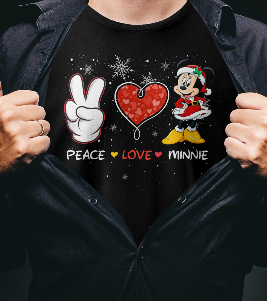 Peace Love Minnie Christmas Holiday Theme T-Shirt
