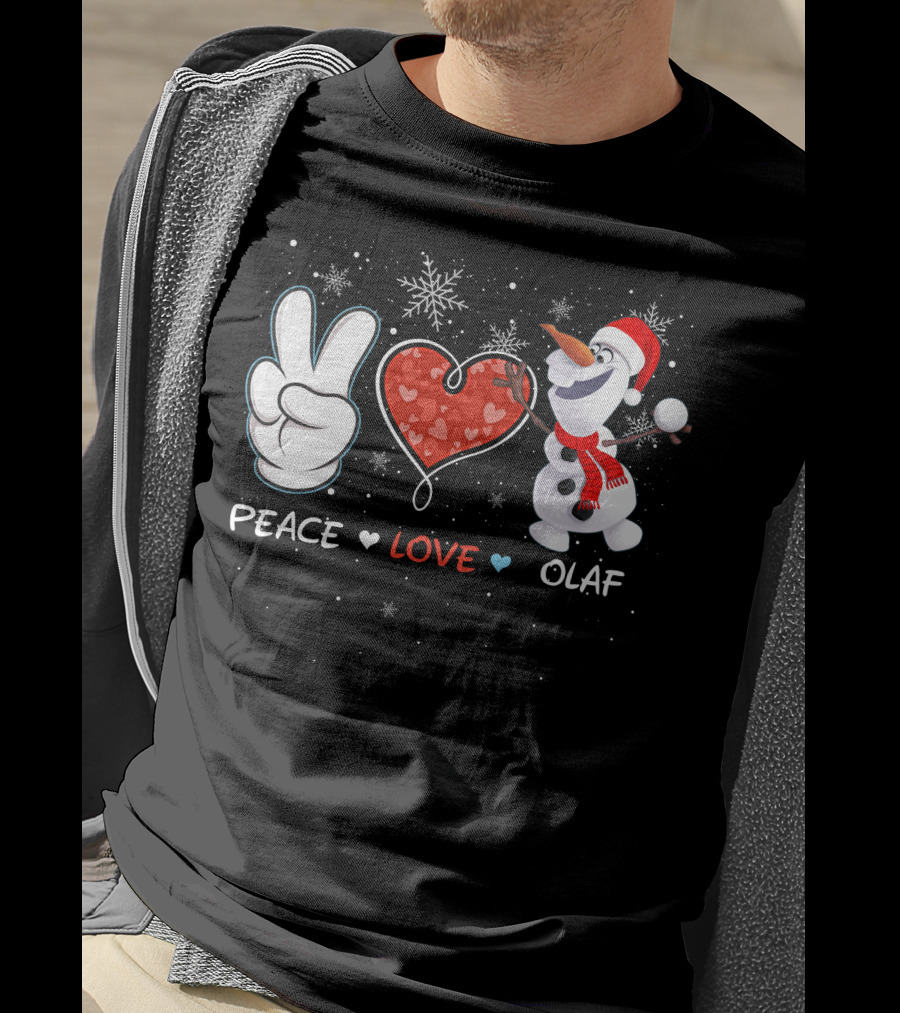 Peace Love Olaf Snowman Winter Holiday Theme T-Shirt
