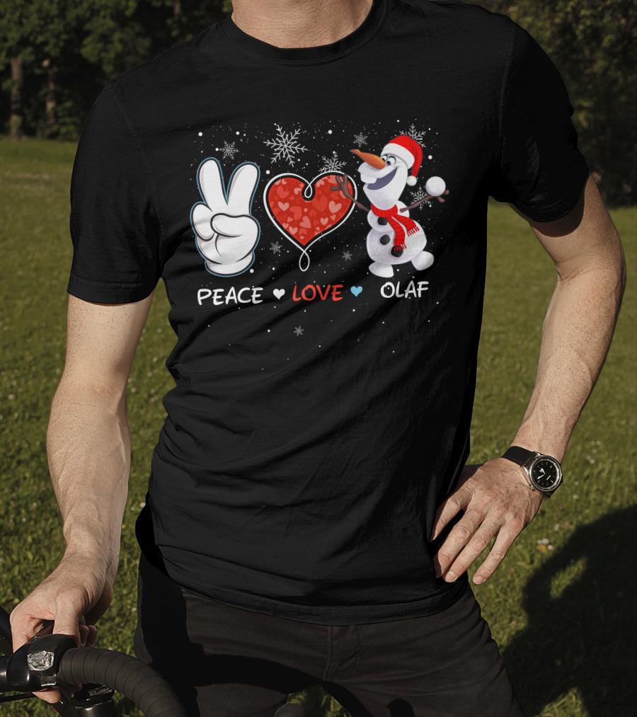 Peace Love Olaf Snowman Winter Holiday Theme T-Shirt