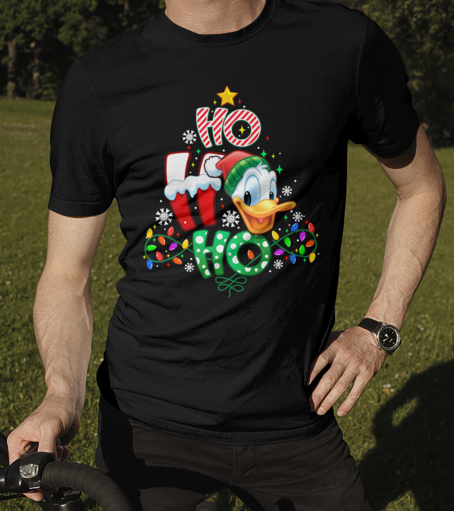 Ho Ho Ho Donald Christmas Lights Snowflakes Star T-Shirt