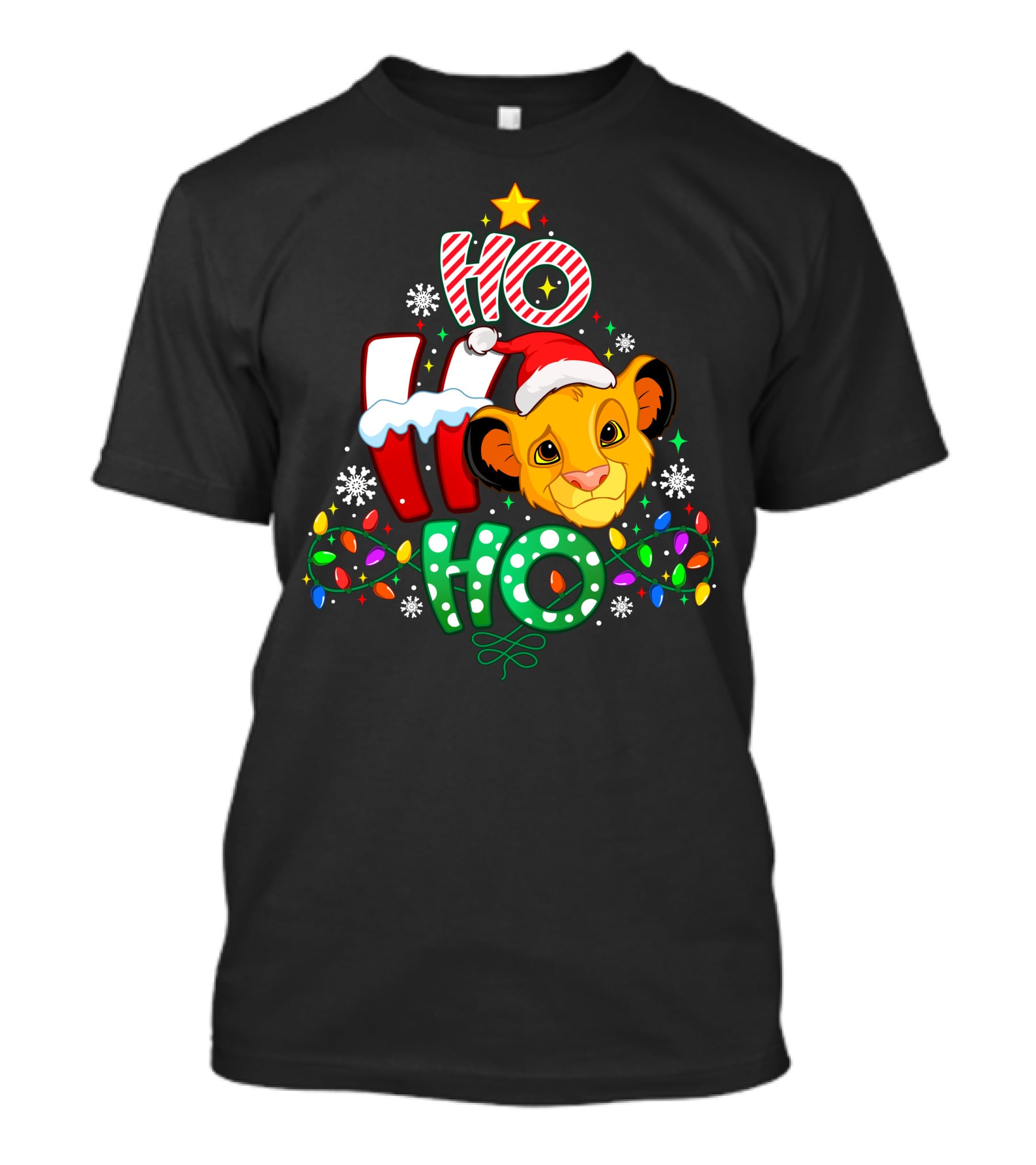 Ho Ho Ho Christmas Simba Lion King Holiday Lights T-Shirt