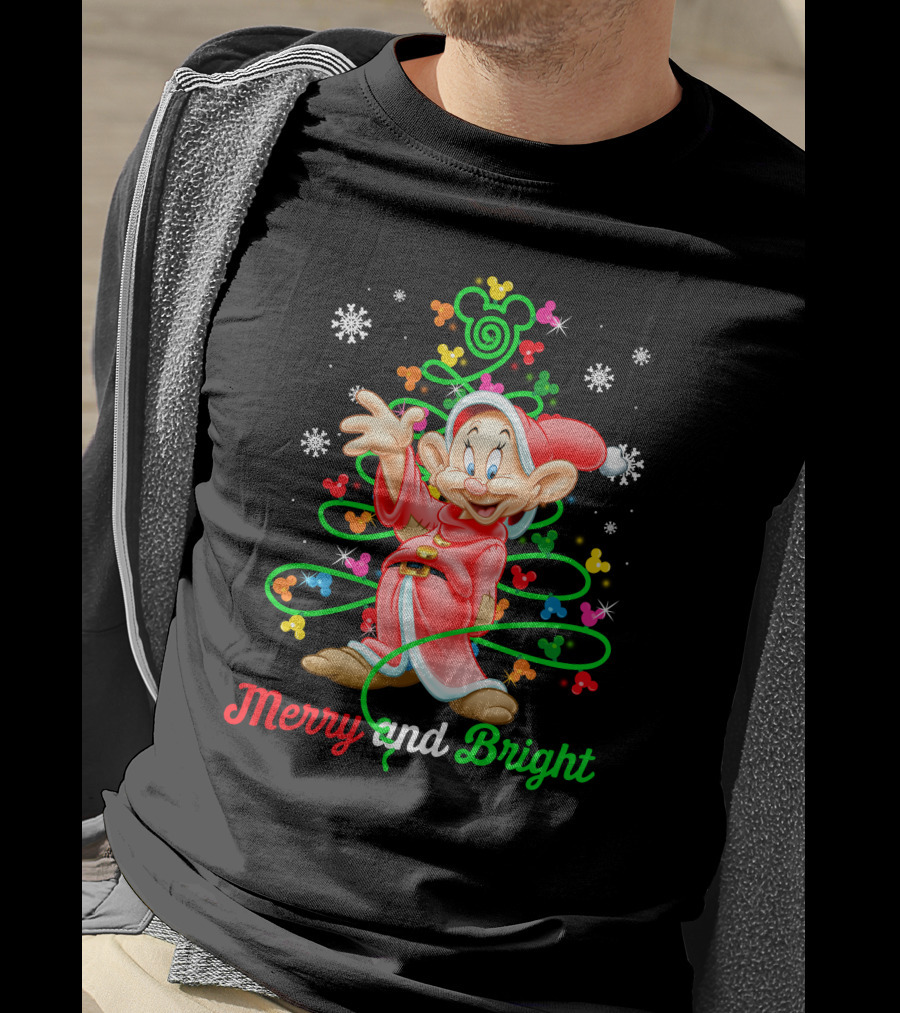 Merry And Bright Dopey Christmas Magic Tree Snowflakes T-Shirt