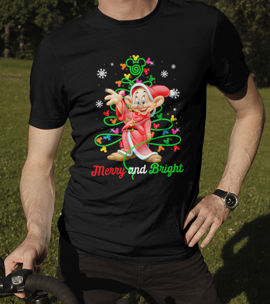 Merry And Bright Dopey Christmas Magic Tree Snowflakes T-Shirt