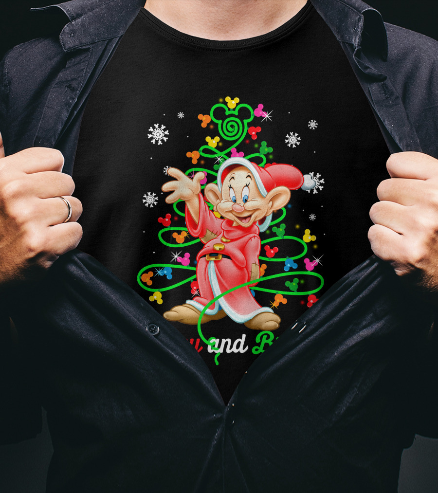 Merry And Bright Dopey Christmas Magic Tree Snowflakes T-Shirt