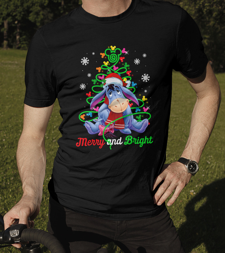 Eeyore Merry And Bright Christmas Tree Mickey Ornaments T-Shirt