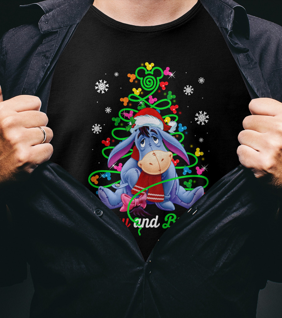 Eeyore Merry And Bright Christmas Tree Mickey Ornaments T-Shirt