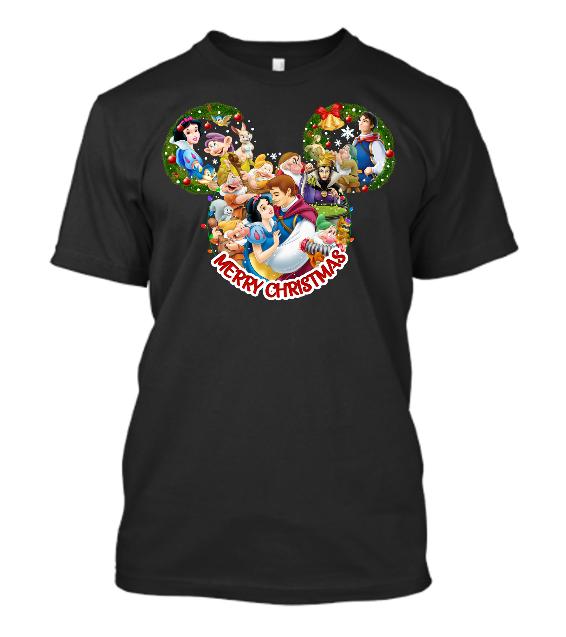 Merry Christmas Snow White And Seven Dwarfs Mickey Mouse Ears T-Shirt