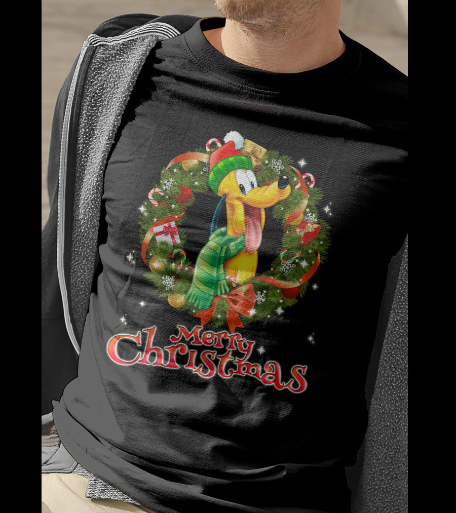 Merry Christmas Pluto Wreath Holiday Celebration T-Shirt