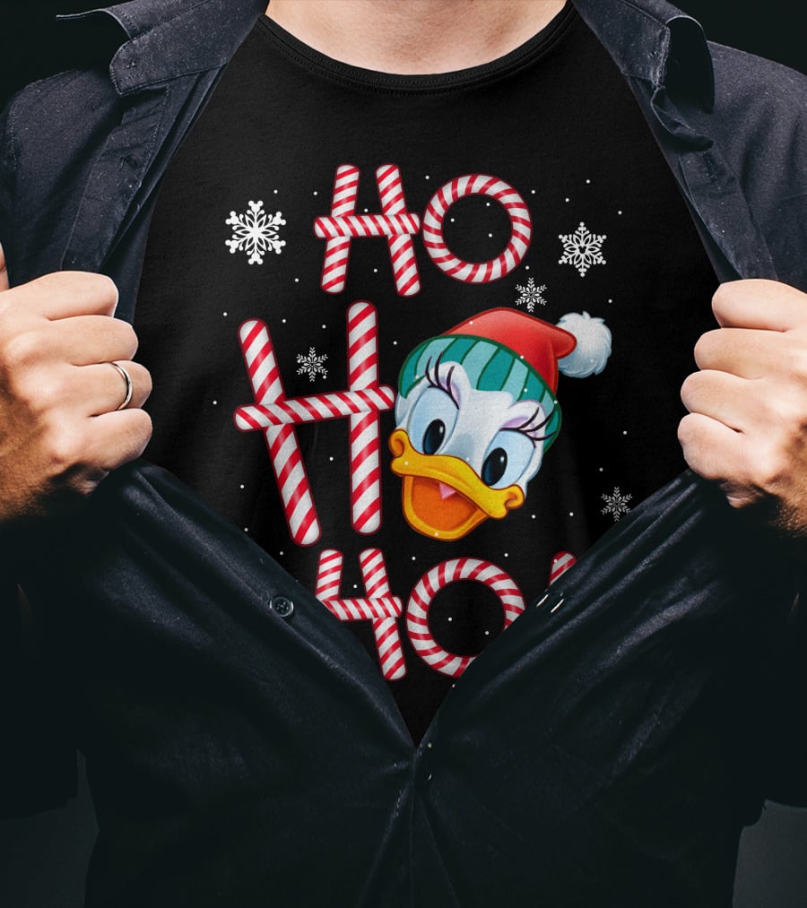 Ho Ho Ho Daisy Duck Christmas Candy Cane Snowflakes T-Shirt