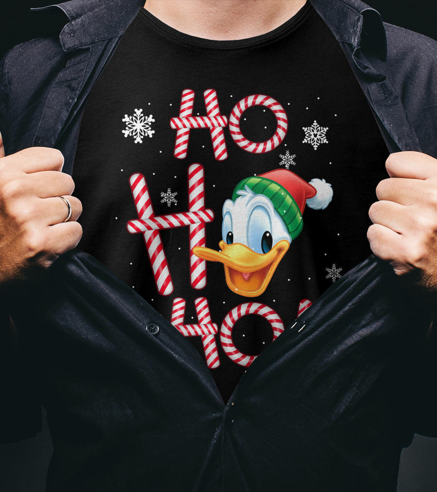 Ho Ho Ho Donald Duck Christmas Snowflakes T-Shirt