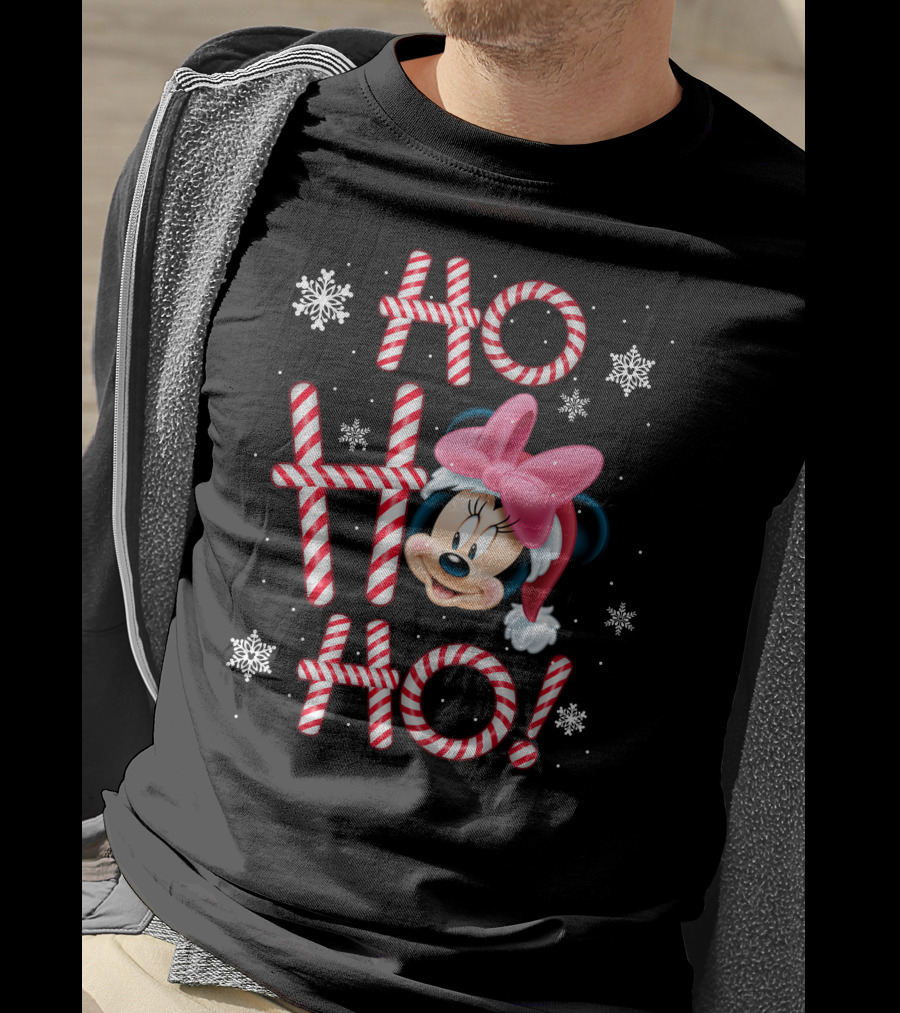 Ho Ho Ho Minnie Mouse Candy Cane Snowflakes T-Shirt