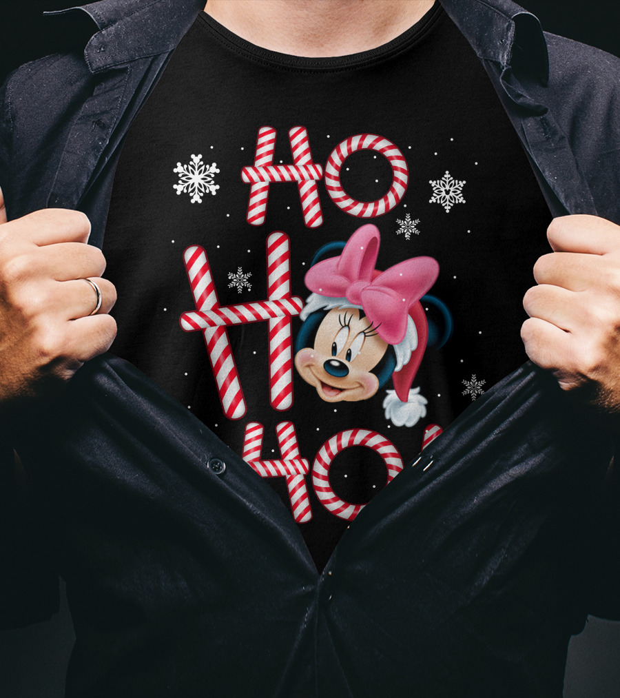 Ho Ho Ho Minnie Mouse Candy Cane Snowflakes T-Shirt