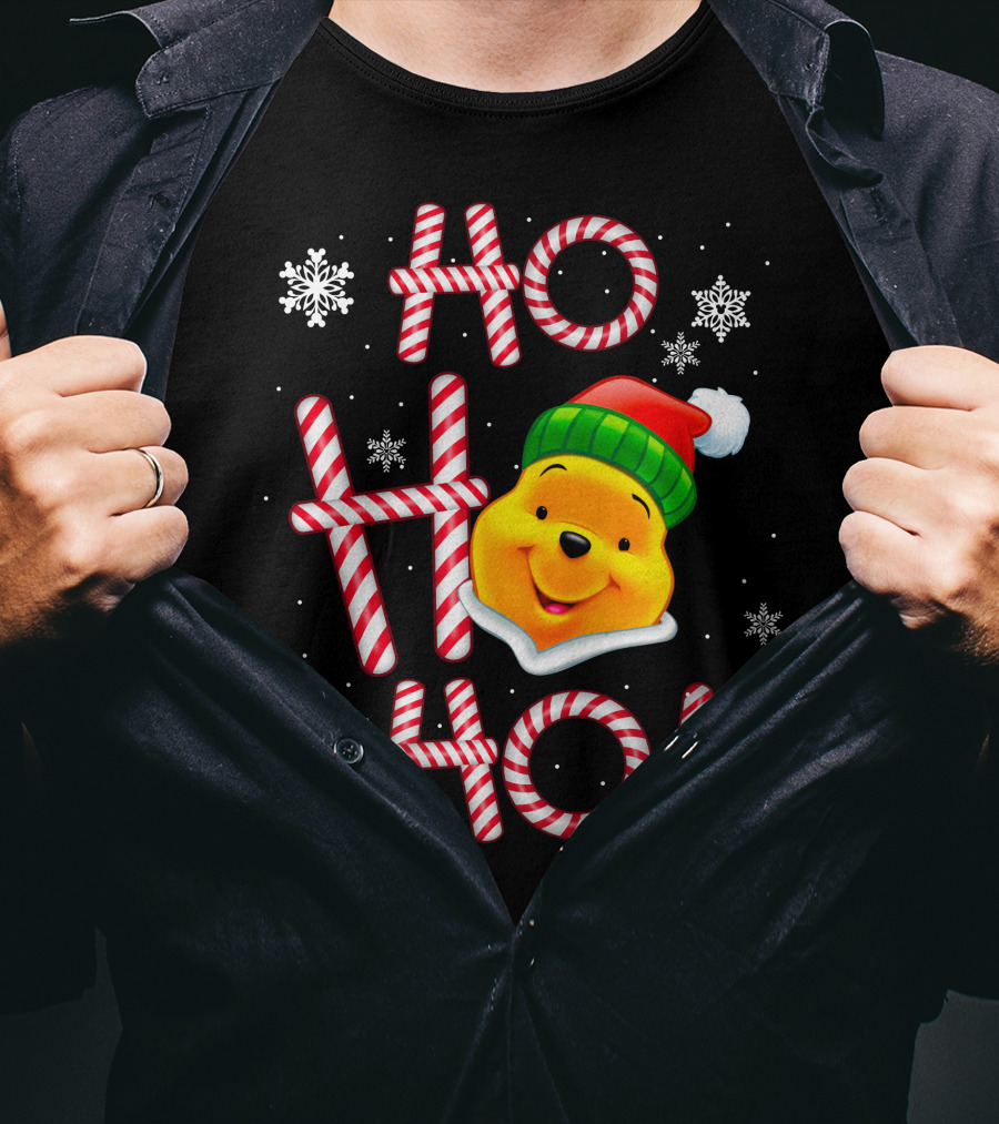 Ho Ho Ho Pooh Santa Christmas Snowflakes T-Shirt