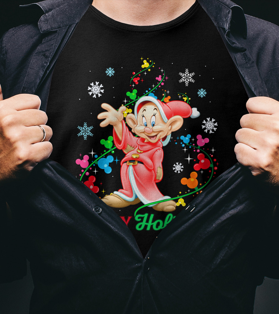 Happy Holidays Dopey Disney Snow White Christmas Magic T-Shirt