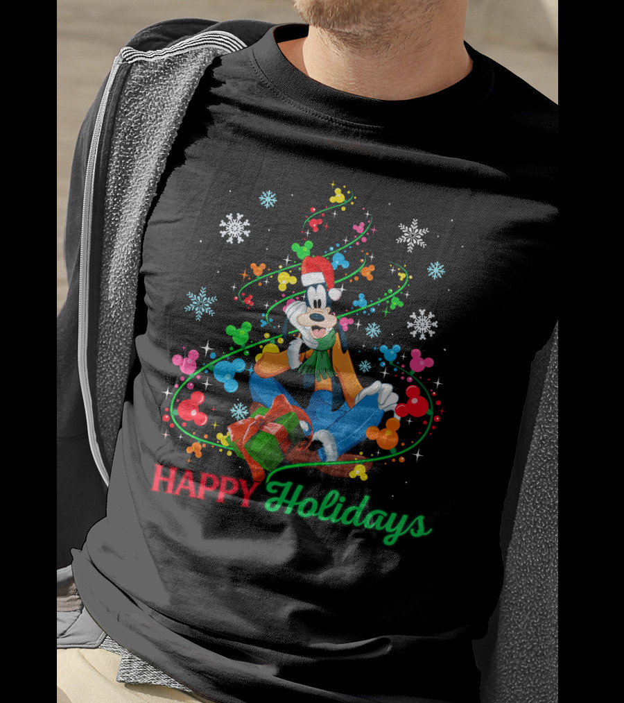 Happy Holidays Goofy Christmas Tree And Presents T-Shirt