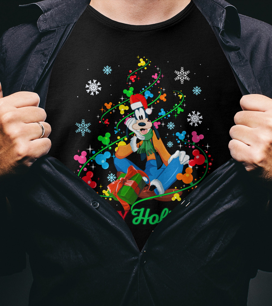 Happy Holidays Goofy Christmas Tree And Presents T-Shirt