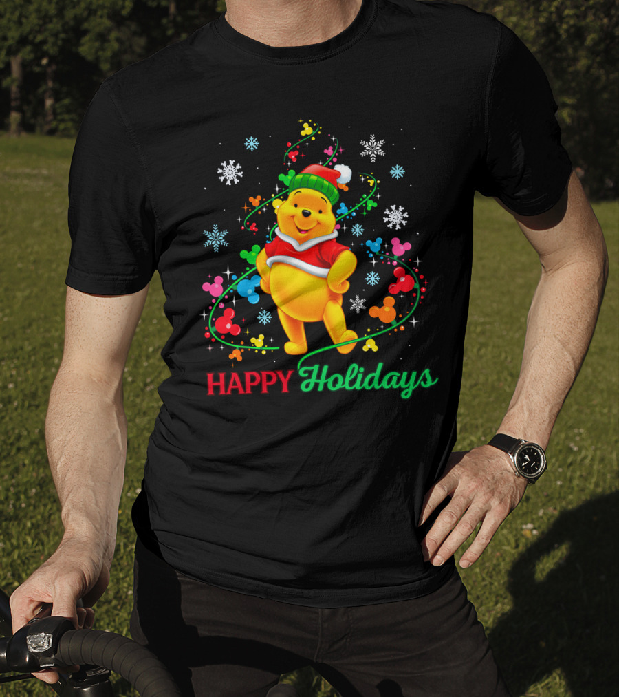 Happy Holidays Pooh Christmas Celebration T-Shirt