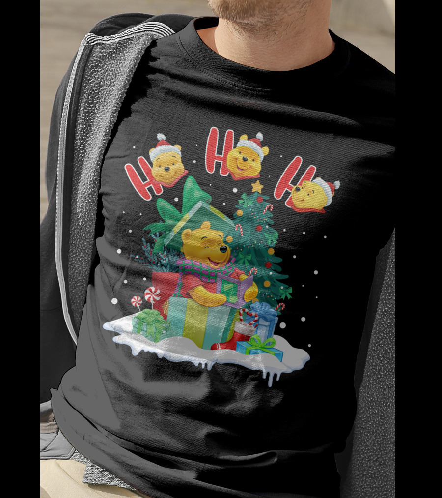 Ho Ho Ho Winnie The Pooh Christmas Presents And Tree T-Shirt