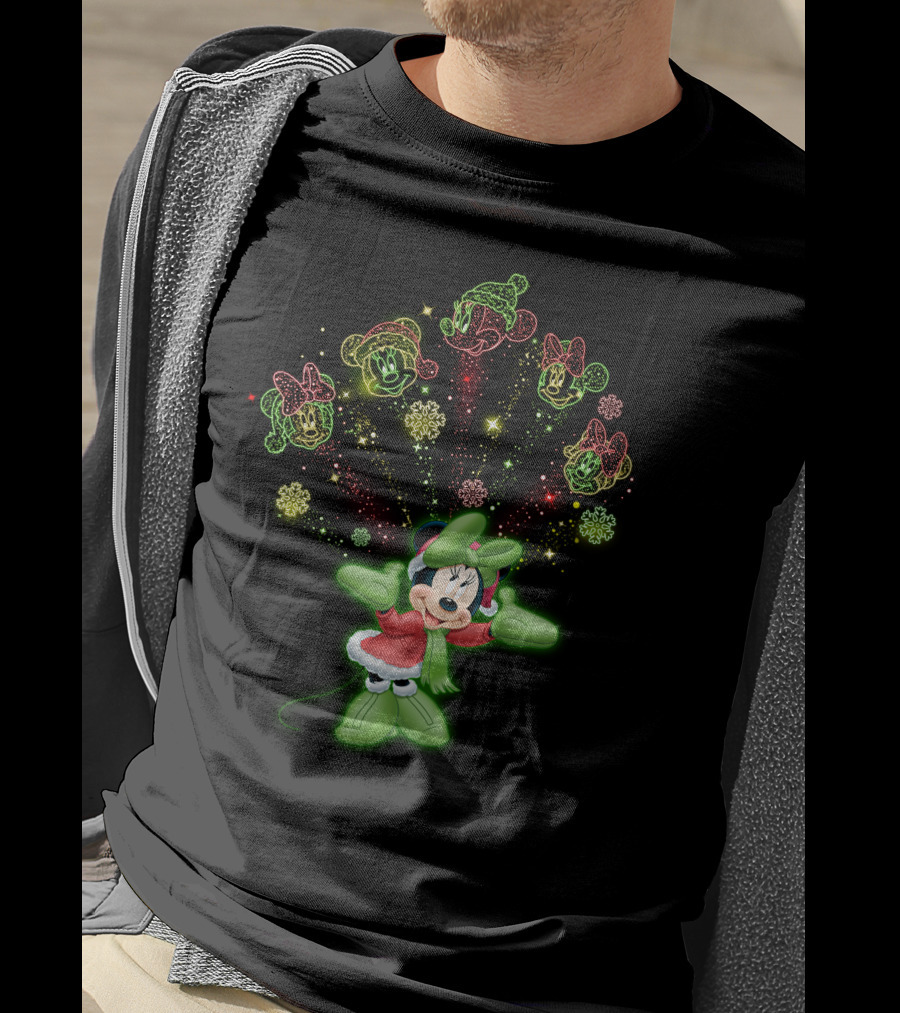 Minnie Festive Holiday Magic With Sparkling Snowflakes And Cheerful Expressions T-Shirt