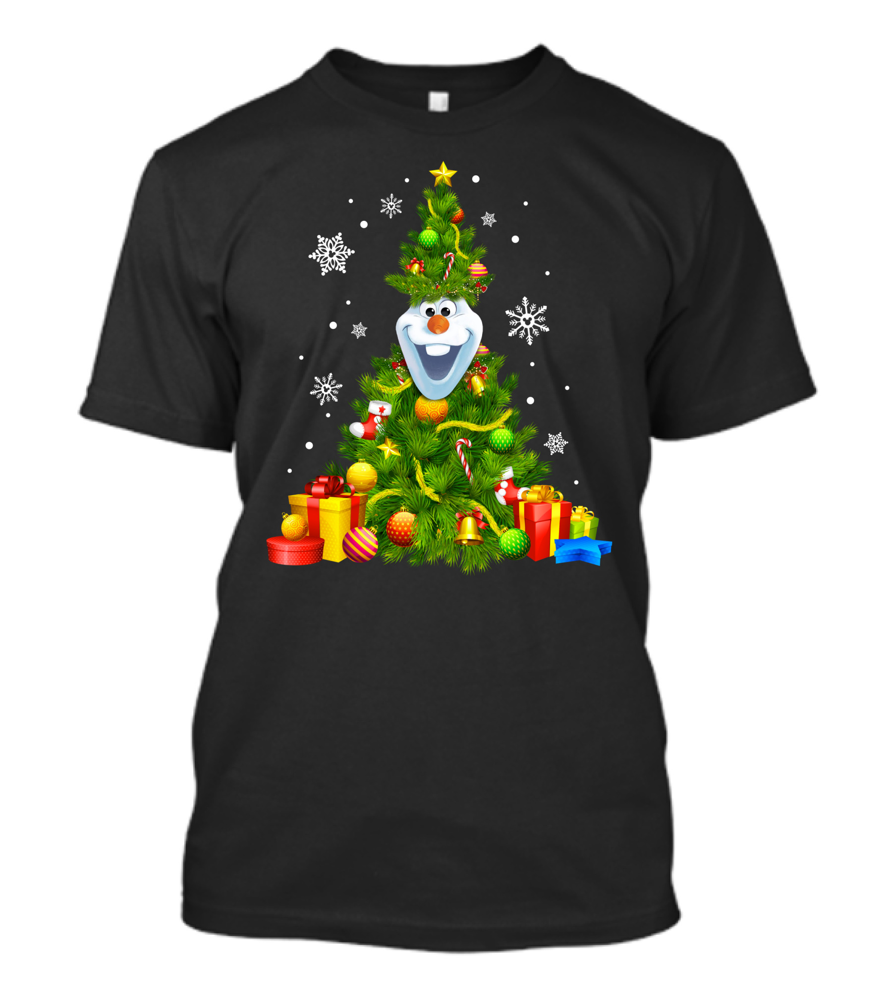 Olaf Christmas Tree Holiday Presents Snowflakes T-Shirt
