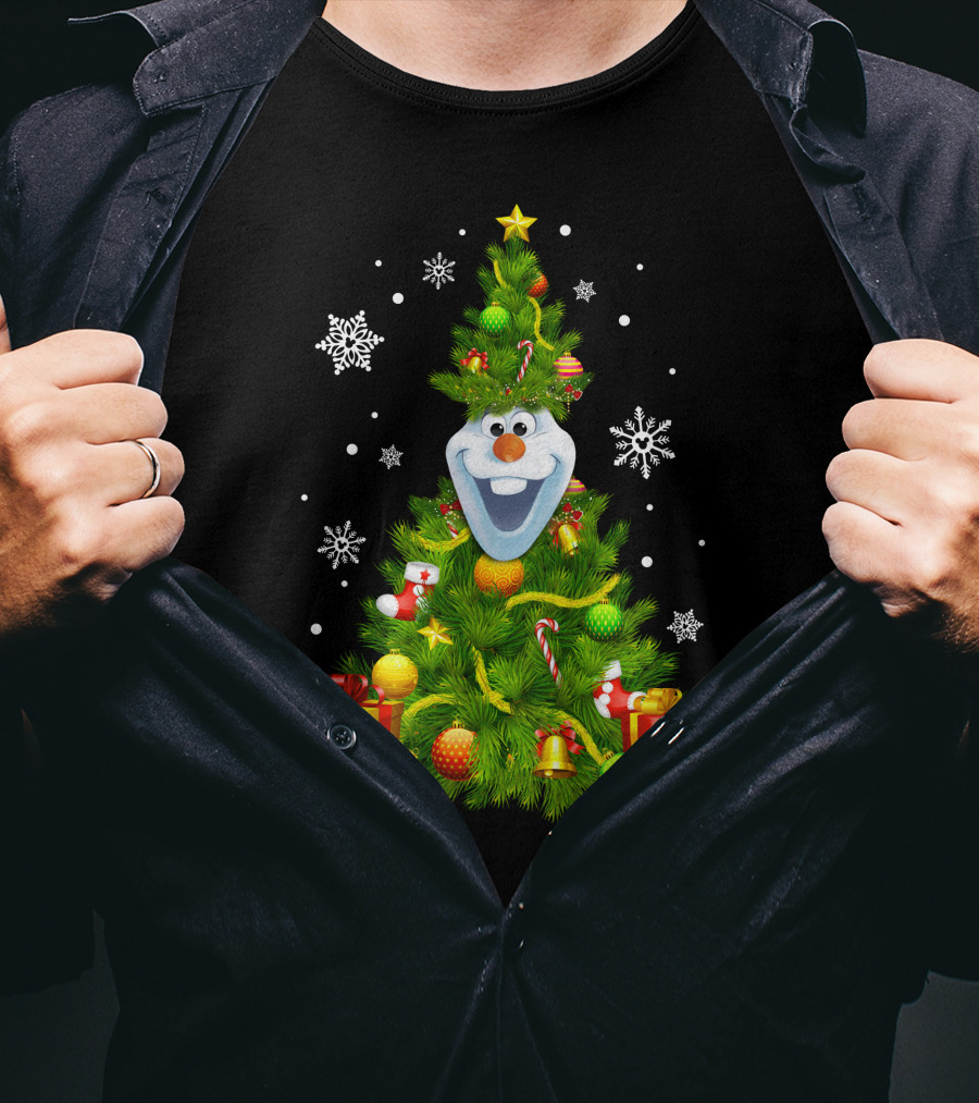 Olaf Christmas Tree Holiday Presents Snowflakes T-Shirt