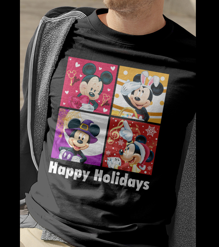 Happy Holidays Mickey Mouse Seasonal Quartet T-Shirt