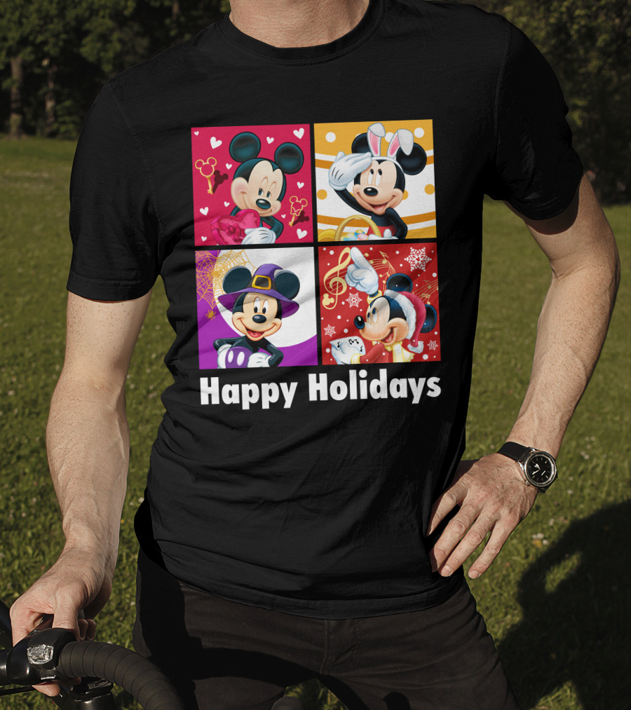 Happy Holidays Mickey Mouse Seasonal Quartet T-Shirt