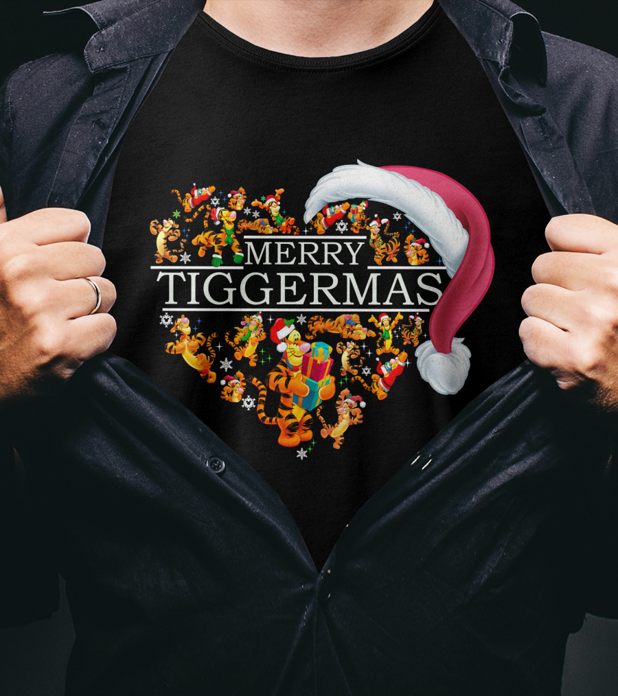 Merry Tiggermas Santa Hat And Tigger T-Shirt