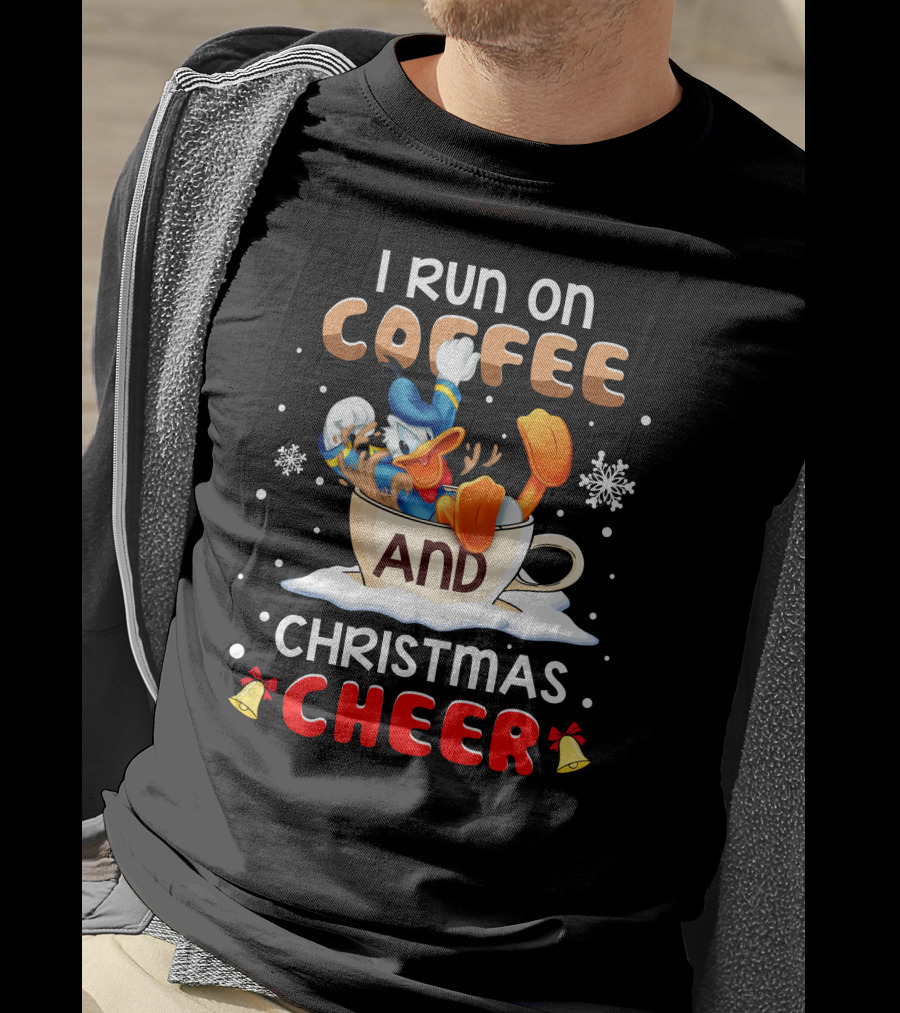 I Run On Coffee And Christmas Cheer Donald Duck T-Shirt