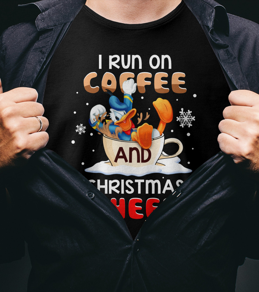 I Run On Coffee And Christmas Cheer Donald Duck T-Shirt