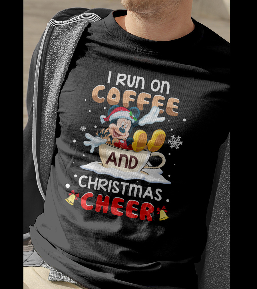 I Run On Coffee And Christmas Cheer Mickey T-Shirt
