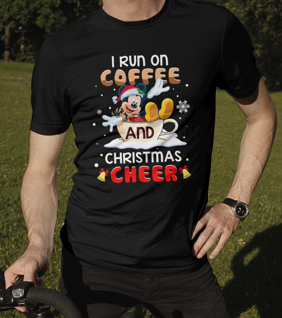 I Run On Coffee And Christmas Cheer Mickey T-Shirt