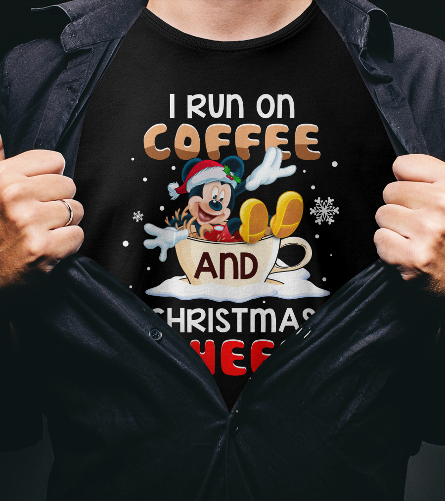 I Run On Coffee And Christmas Cheer Mickey T-Shirt