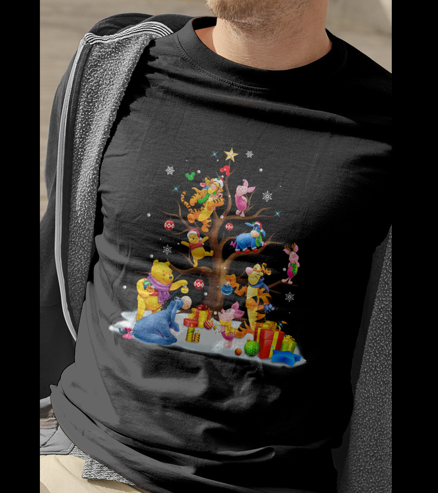 Winnie The Pooh Christmas Tree Celebration With Tigger Piglet And Eeyore T-Shirt