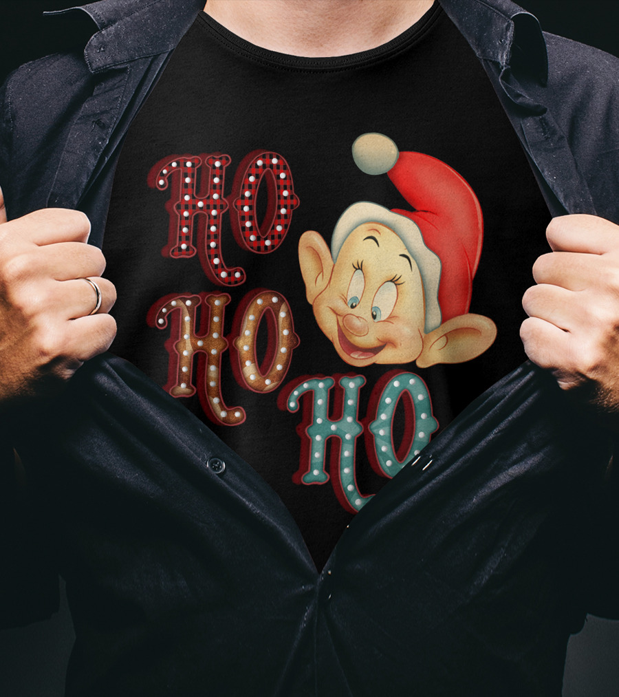 Ho Ho Ho Dopey Santa Hat Christmas Theme T-Shirt