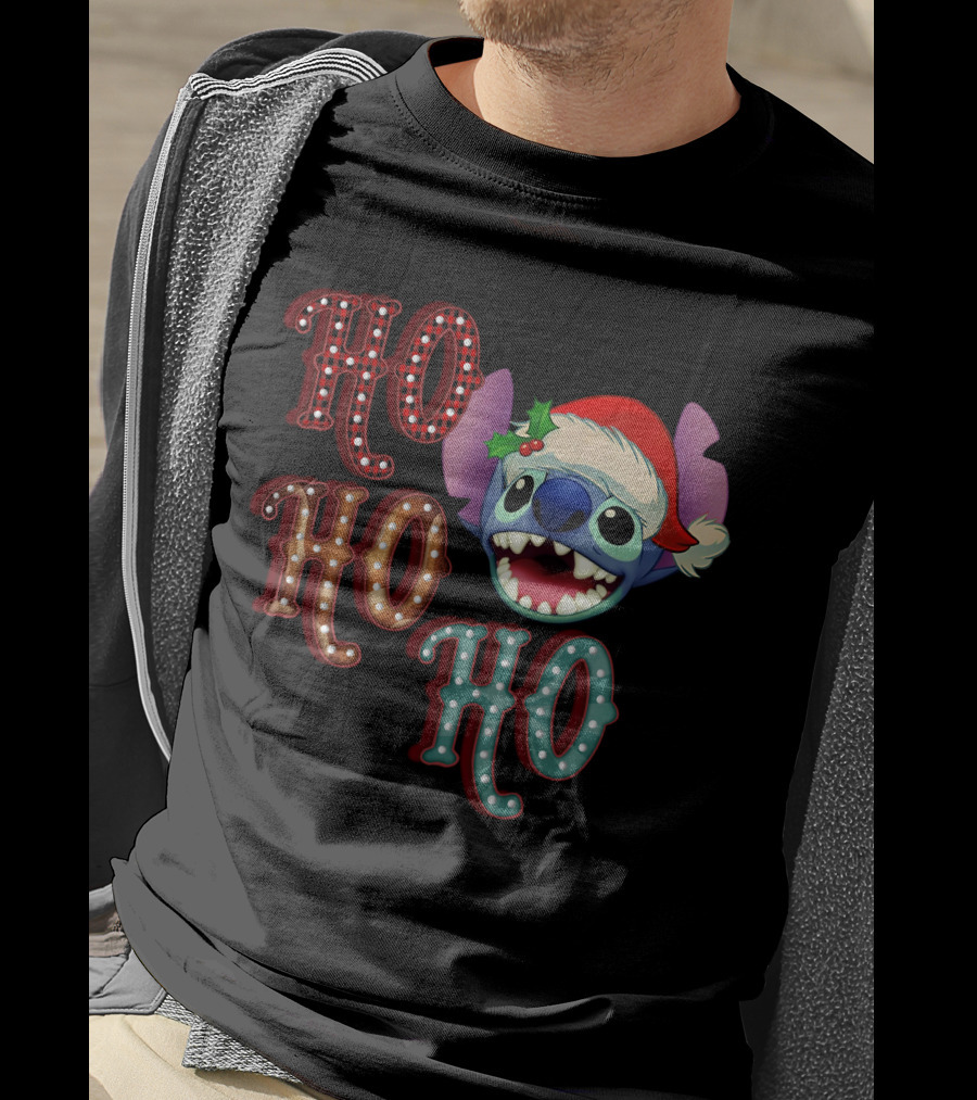 Stitch Ho Ho Ho Christmas Santa Hat T-Shirt