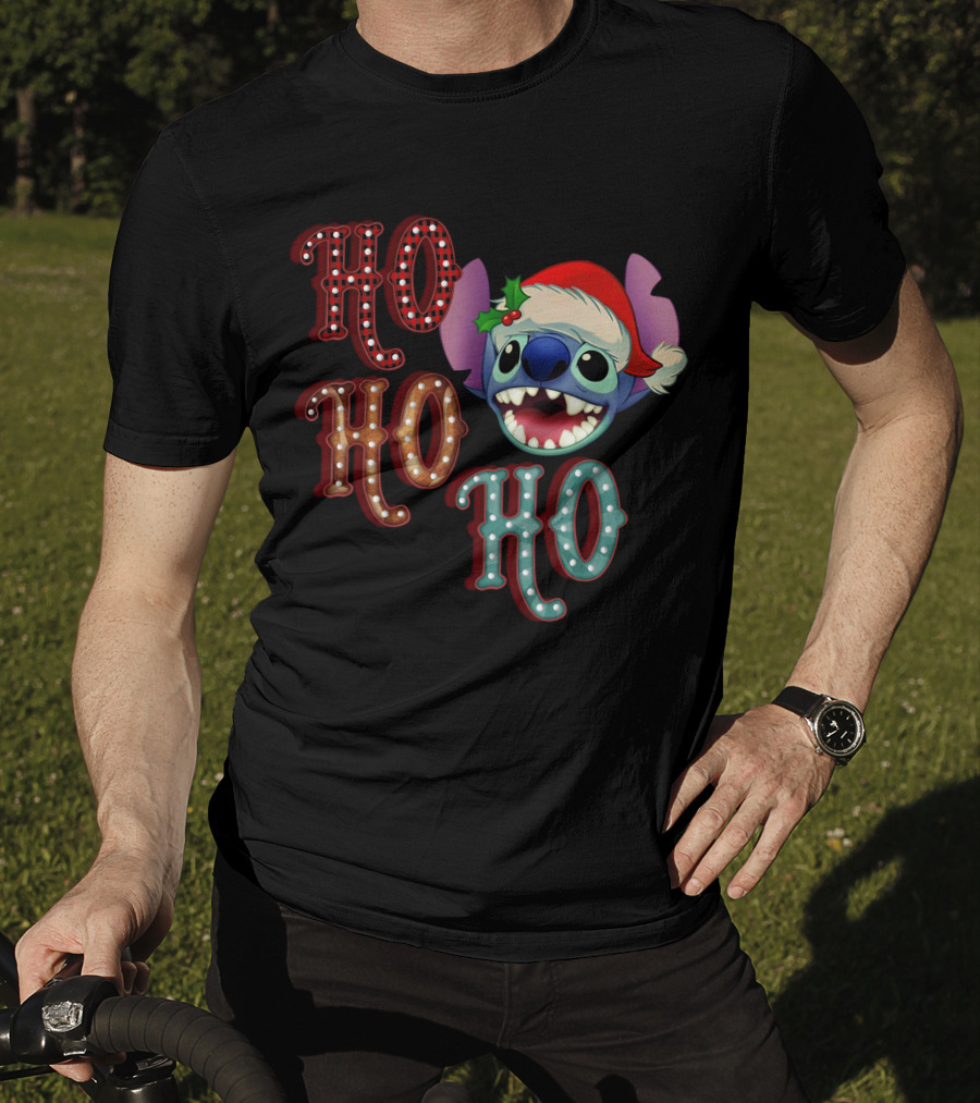 Stitch Ho Ho Ho Christmas Santa Hat T-Shirt
