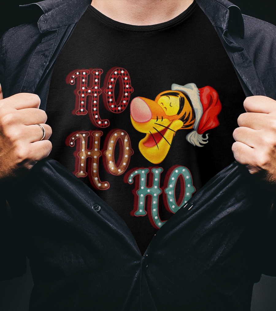 Ho Ho Ho Tigger Christmas Santa Hat T-Shirt