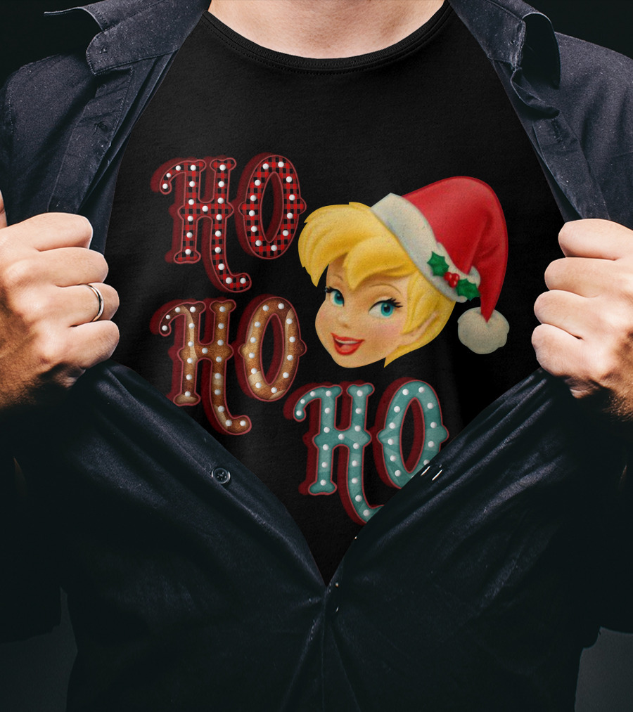 Ho Ho Ho Tinkerbell Santa Hat Christmas T-Shirt