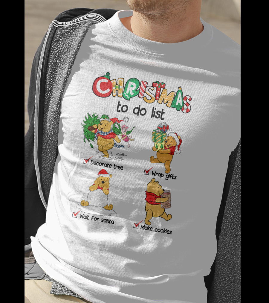 Christmas To Do List Decorate Tree Wrap Gifts Wait For Santa Make Cookies T-Shirt