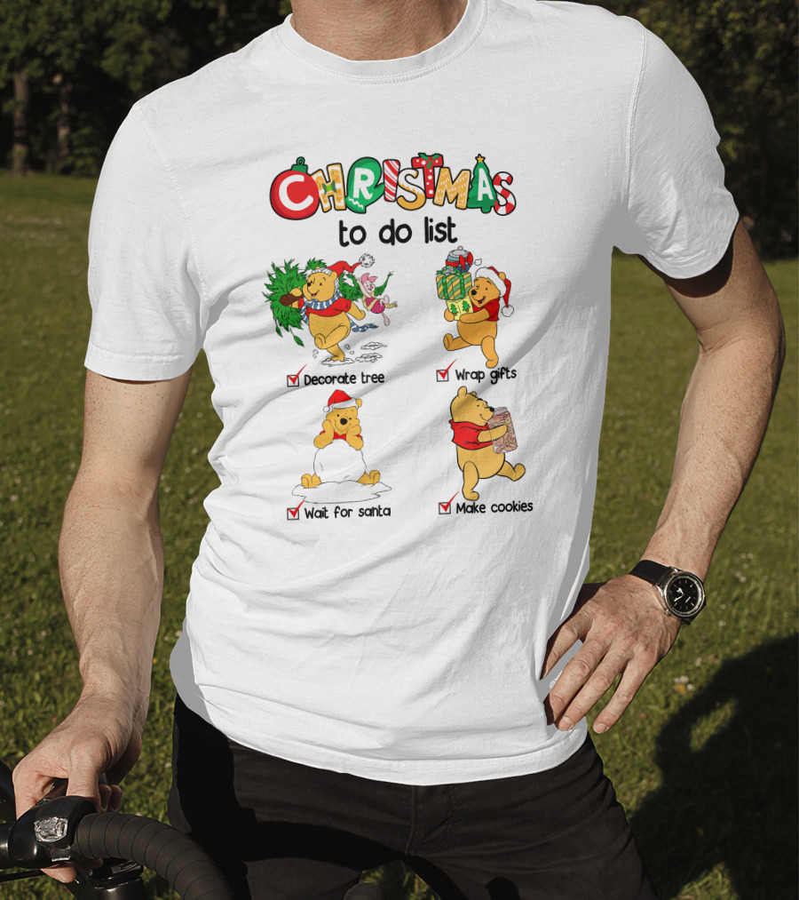 Christmas To Do List Decorate Tree Wrap Gifts Wait For Santa Make Cookies T-Shirt