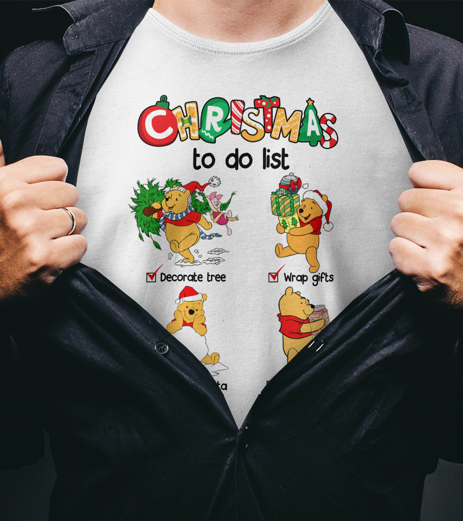 Christmas To Do List Decorate Tree Wrap Gifts Wait For Santa Make Cookies T-Shirt