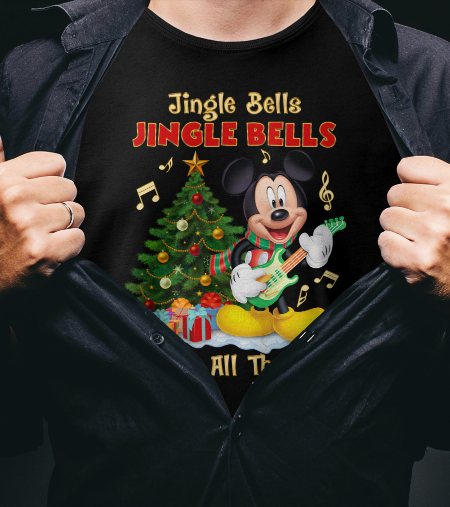 Jingle Bells Jingle Bells Mickey Jingle All The Way Christmas Tree T-Shirt