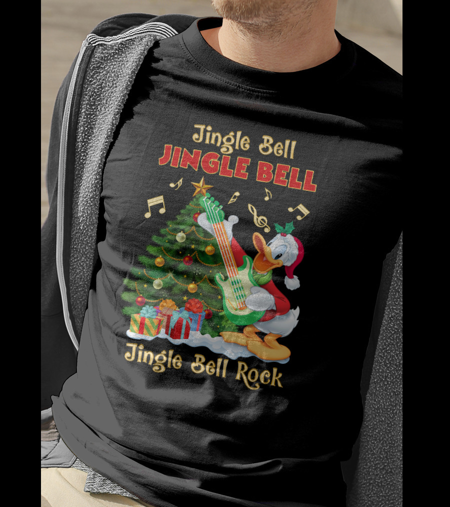 Jingle Bell Jingle Bell Jingle Bell Rock Donald Christmas Tree Guitar T-Shirt