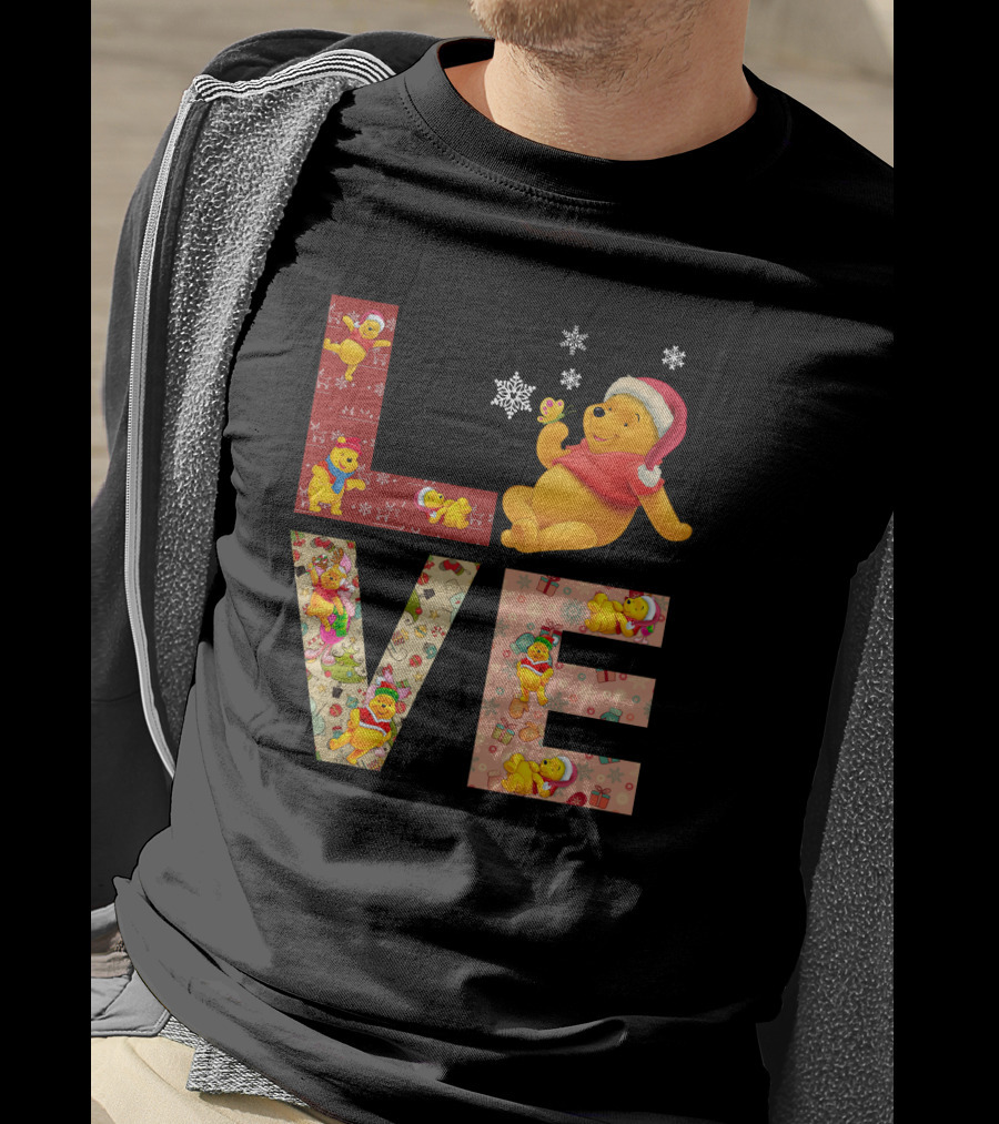 Love Winnie The Pooh Christmas Holiday Snowflakes T-Shirt