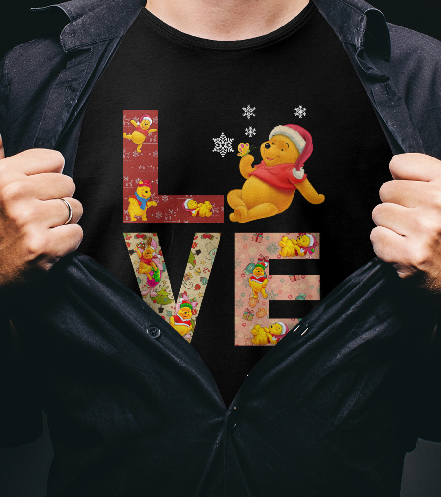 Love Winnie The Pooh Christmas Holiday Snowflakes T-Shirt