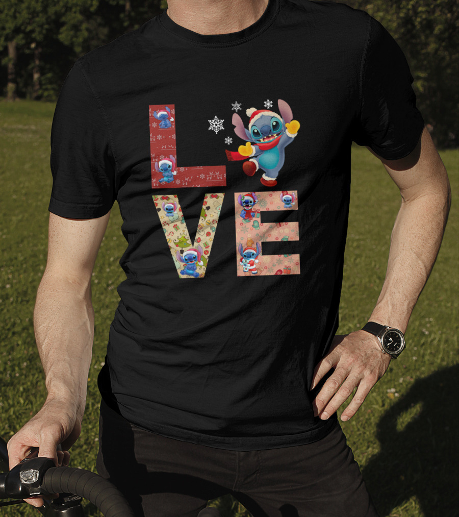 Stitch Love Christmas Holiday Snowflake Theme T-Shirt