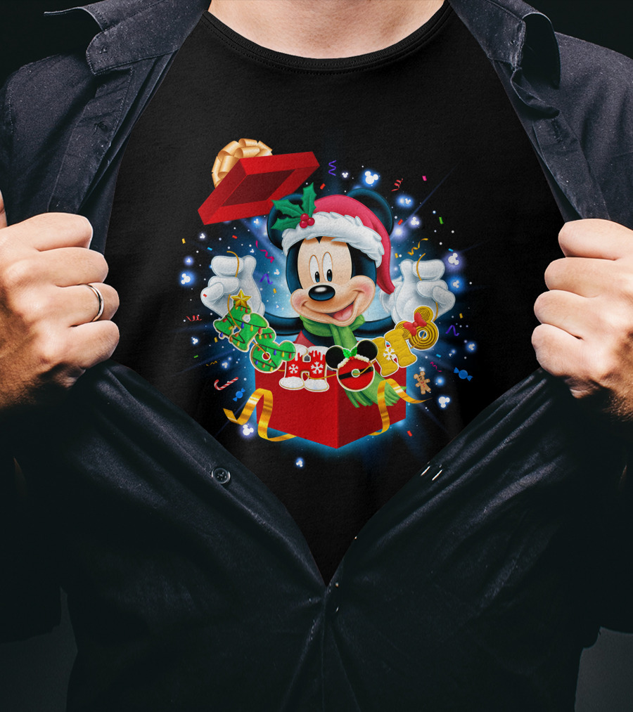 Mickey Mouse Christmas Holiday Surprise Present T-Shirt